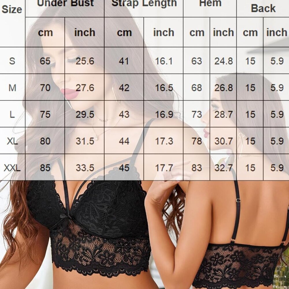 Lace Bralette for Women Lingerie Spaghetti Adjustable Strap Tank Camisole Crop T - Picture 6 of 6